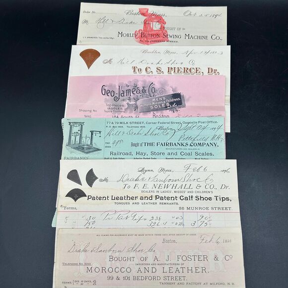 6 Vintage Billing Heads Illustrative Designs (1893-1894) Invoices Receipts - Picture 2 of 3